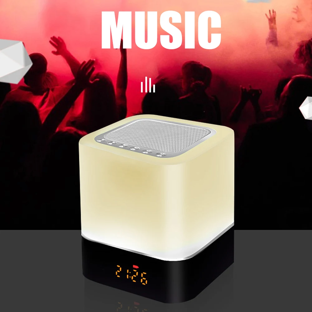 Colorful LED Light Touch Switch Bluetooth Speaker Clock Bluetooth Speaker Gift hot