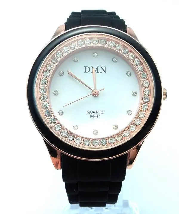 

Hot sale top quality Silicone watch women ladies fashion crystal dress quartz wrist watch Relojes Mujer M-41