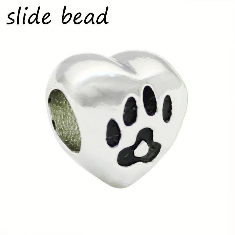 

Slide beads Puppy mother heart shaped charm beads fit authentic pandora bracelets jewelry making diy valentines gifts