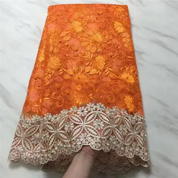 

Embroidery Lace Fabric For Paryt Dress Fashionable African Wedding Lace High Quality French Tulle Lace With Stones 5yard/lot