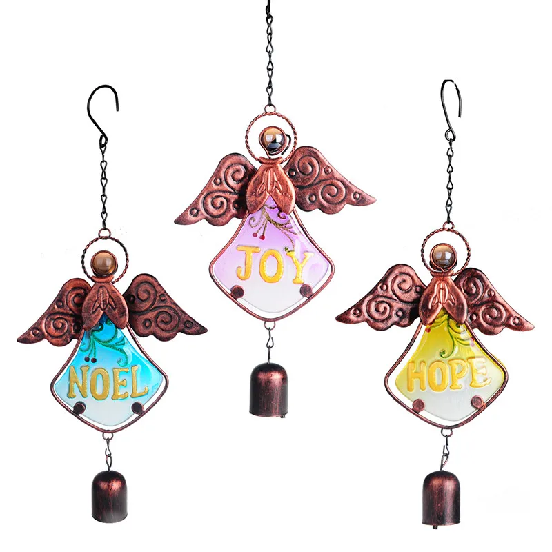 

3 Color Angel 14.7*6.6inch Three Color Metal Living Room Bedroom Suncatcher Wind Chimes Antique Pendulum Clock Home Decoration