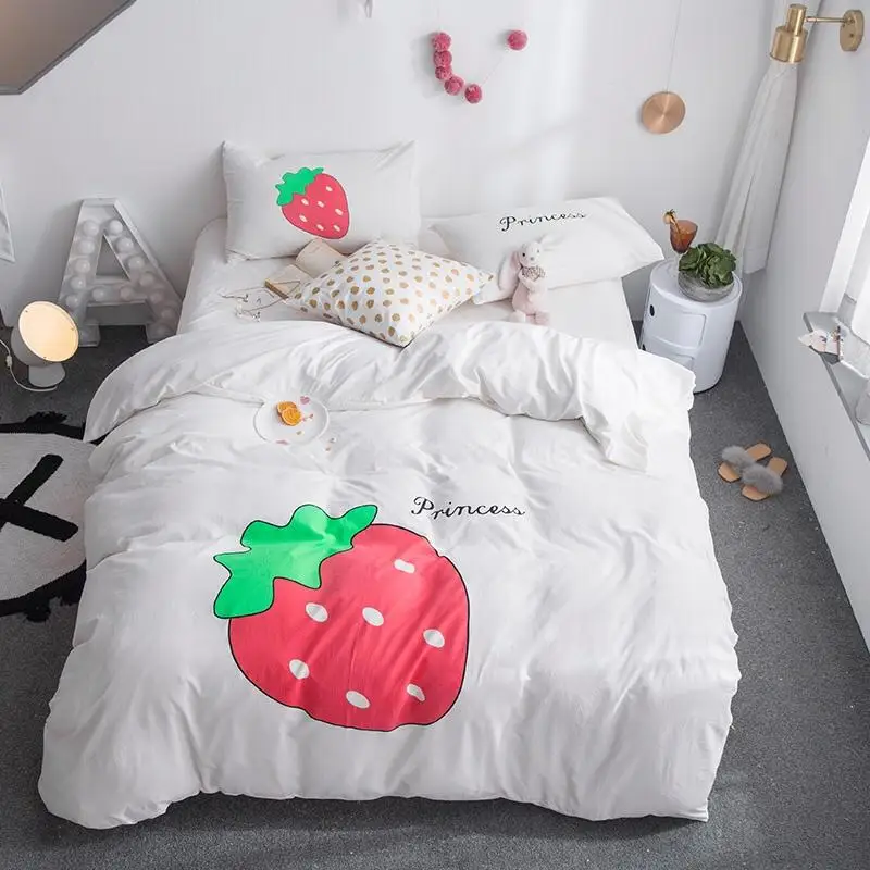 Us 55 68 42 Off White Bedding Set Milk Strawberry Bed Set Queen King Size Bed Sheet Luxury Duvet Cover Set Bed Linen Kids Bedding In Bedding Sets
