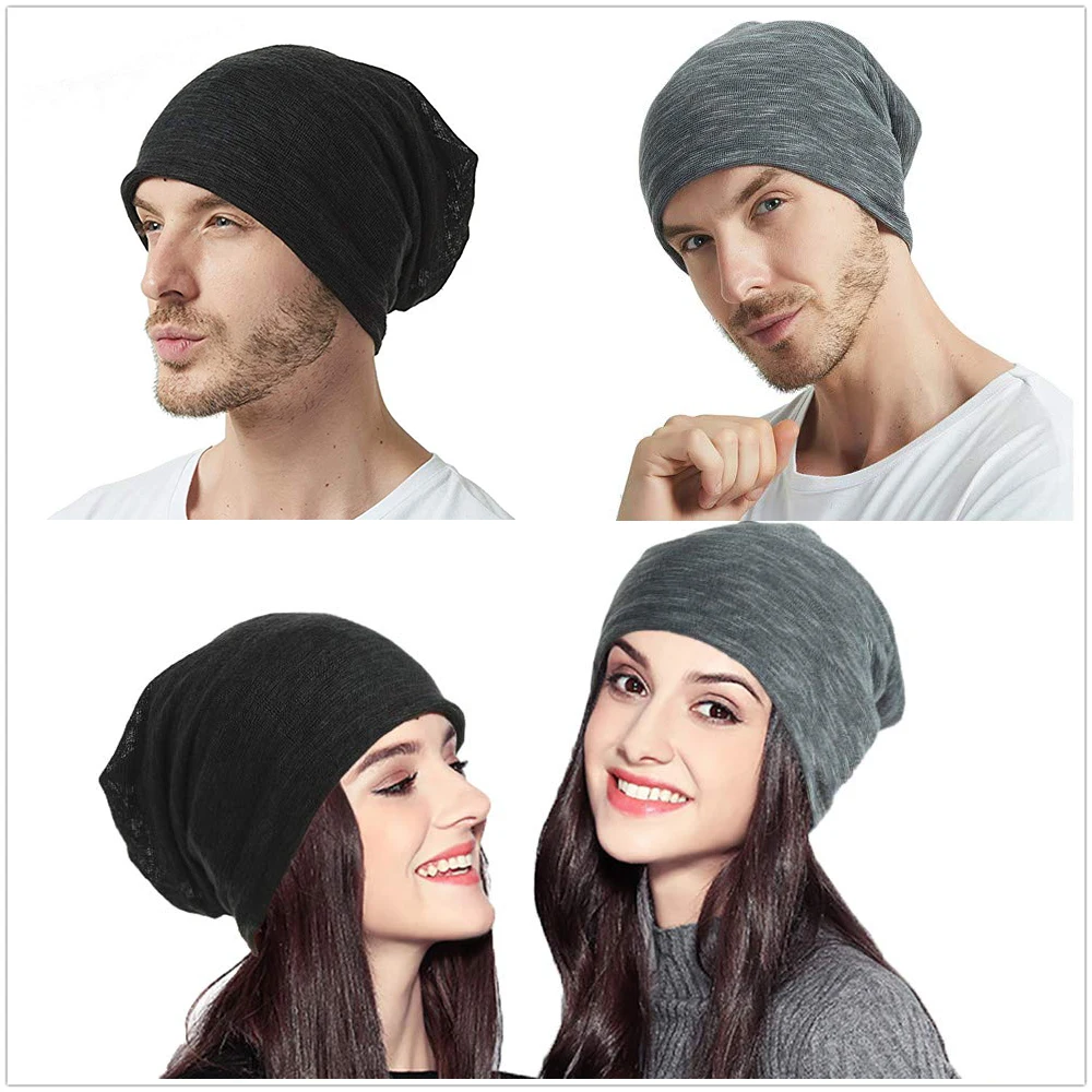 

Mens soft slouchy beanies autumn Hip-hop Thin Fabric Skullie Cap Unisex couple Turban Bonnet Beanie Knitted Hat headwear for wom