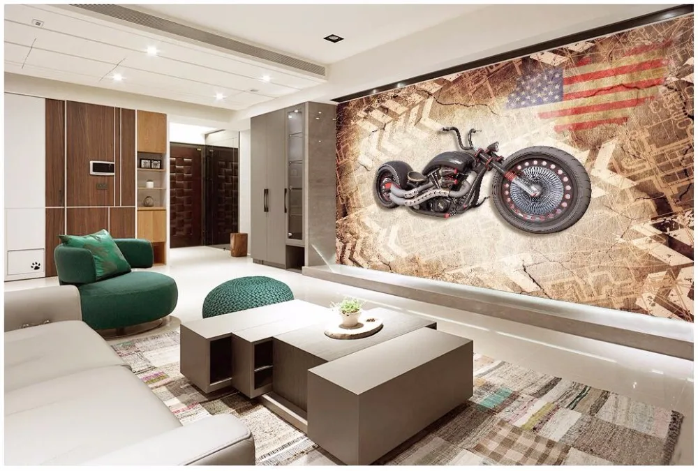 Custom photo 3d wallpaper cloth Motorcycle retro nostalgic living room Home decor 3d wall murals wallpaper for wall 3 d custom 3d photo wallpaper murals sexy girl beauty oil painting fresco for ktv spa sharon living room corridor door home decor