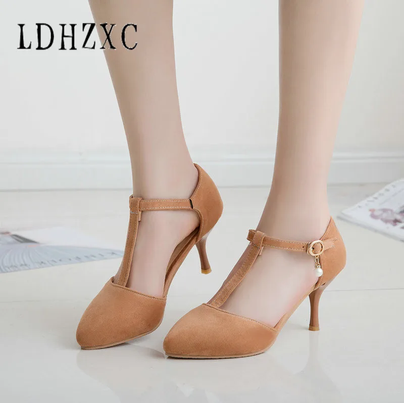 

LDHZXC 2019 Women Shoes Women Sandals Pu Leather Buckle Thin High Heel Sexy Party Shoes Lady Sandals Size 34-45