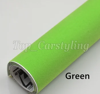 

1.35x15m Green Velvet Vinyl Wrap suede Sticker With Air Release for car Wrap roof & interior covering coating foil PROTWRAPS