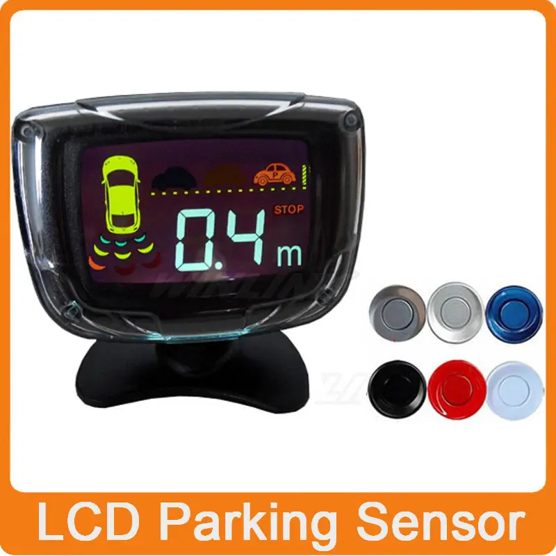 4 Sensors Buzzer LCD Screen Monitor Parking Sensor Kit Display 22mm Car