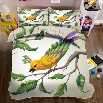 

3D birds Luxury Bedding set Double King Queen size Bedsheet set Duvet cover Pillowcases