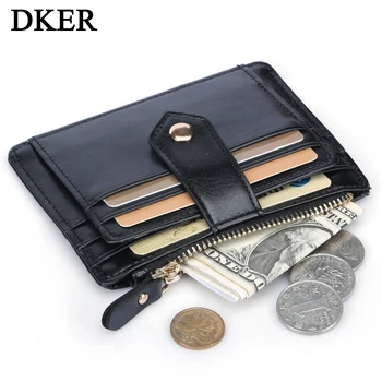 

Leather Card Holder Slim Credit Card Holder Men Wallet Women Purse With Zipper Pocket Money Female Coin Purses MWS124