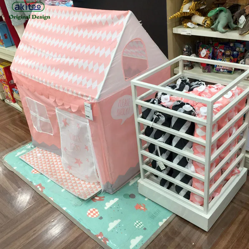 

akitoo 103 new Exporting children's house breathable pink lattice 190T polyester tents game pond pool toys children tents gift