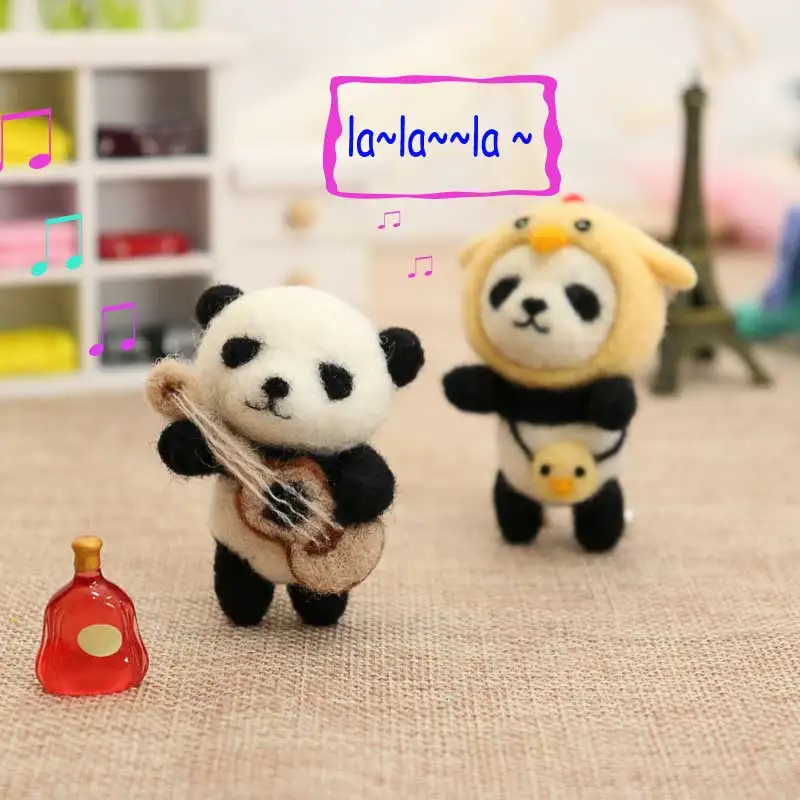 

Family Fun Children Summer DIY Educational Toy Panda Wool Needle Felt Kit Doll Material Bag Package Gift For Family