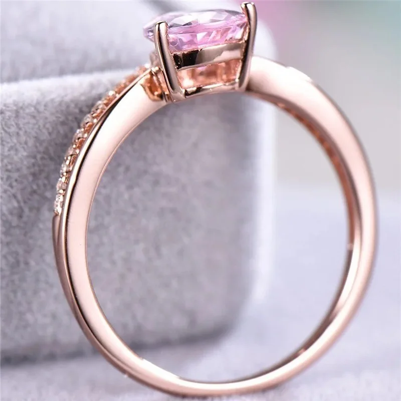 Tisonliz Модные кольца с розовыми кристаллами в форме капли воды, медные Свадебные обручальные кольца, стразы, ювелирное изделие, подарок для девочки