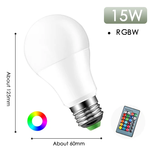 Светодиодный RGB Лампочка красочный светильник E27 RGB RGBW RGBWW 220 В ИК-пульт дистанционного управления с регулируемой яркостью 5 Вт 10 Вт 15 Вт ночник домашний декор праздничный Бар Рождество - Испускаемый цвет: RGBW E27 15W-remote