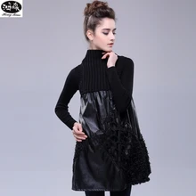 Новинка зимы модный свитер Для женщин без рукавов пуловер вязаный свитер Дамы длинная куртка с секциями Лоскутная Верхняя одежда