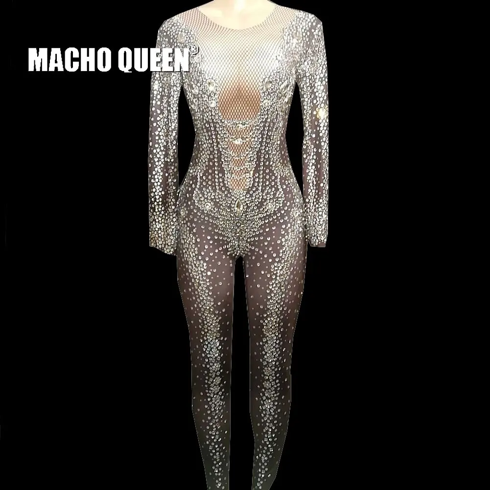 

Drag Queen Costumes Rhinestone Burning Man Festival Bodysuit Jumpsuit Red Carpet Performance Party Celebrity