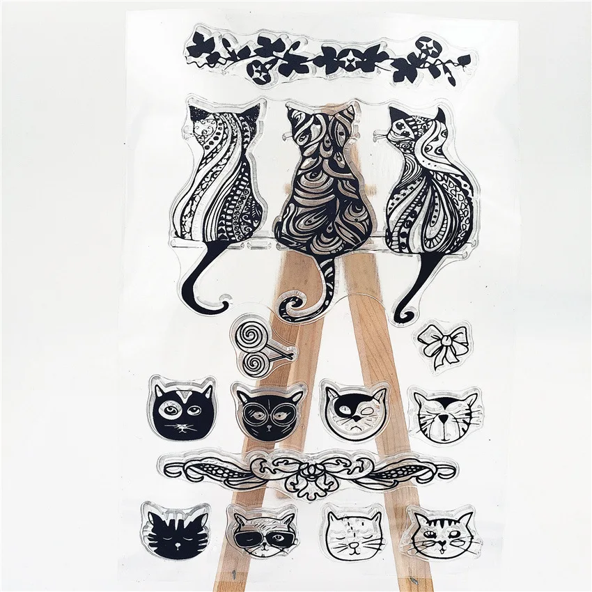 

JC Rubber Stamps Scrapbooking Cats Sheet Silicone Seals Craft Stencil Album Clear Stamps Paper Card Making Template Decor Sheet