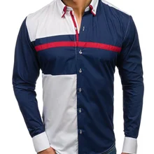 HaiFux бренд модная мужская рубашка с длинным рукавом Топы трихроматическая Сращивание Повседневная рубашка Мужская s Мужская классическая рубашка тонкая мужская рубашка XXL