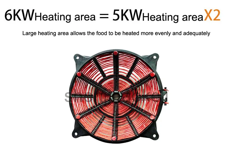 Коммерческая индукционная плита высокой мощности вогнутой столовой плиты Стир-Фрай плита 220 В 6000 Вт 1 шт