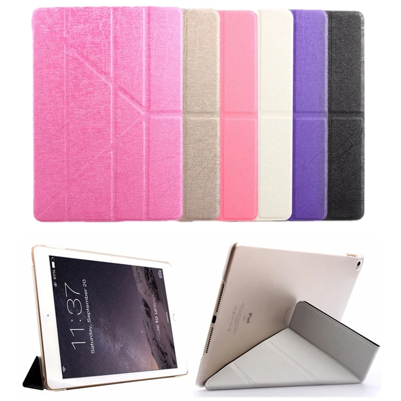 

Silk Pattern Case For Apple iPad Air 2 9.7 inch Tablet Multi Fold Flip Smart Cover For iPad 6 Wirh Stand Holder