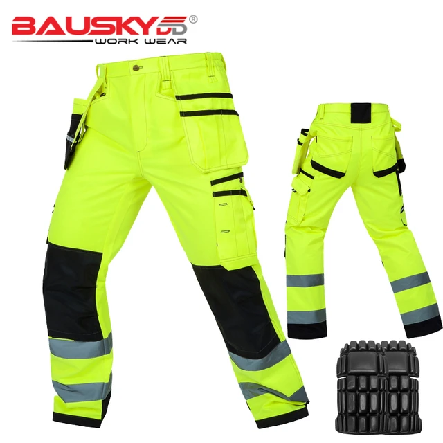 High Visibility Reflective Pants hi vis Functional Pockets Wear-resistance  Safety Trousers Work Pants for Men Cargo Pants - AliExpress
