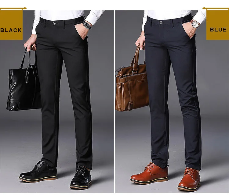Тонкие мужские костюмные брюки новое поступление мужские s платье штаны брюки модные летние большие размеры мужской деловой официальный классические мужские брюки в деловом стиле
