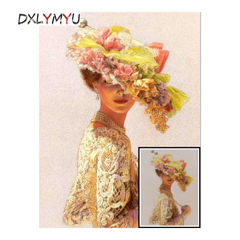 

DIY Diamond Painting Cross Stitch 3D Square Diamond Full Resin Rhinestone Diamond Embroidery Mosaic Beautiful Lady Picture
