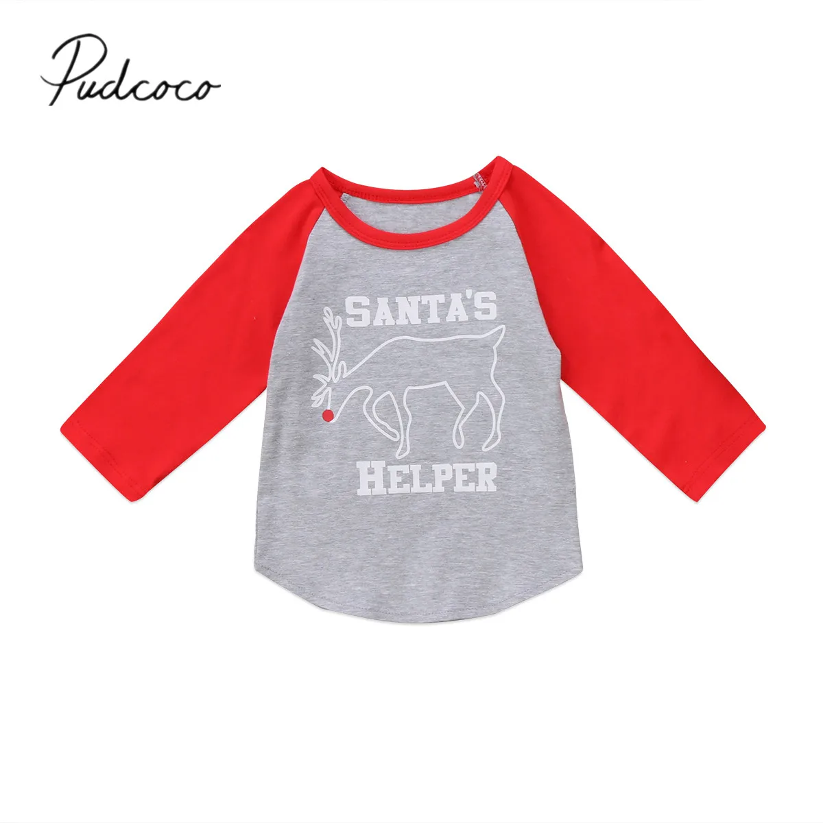 

2017 Brand New Christmas Shirt Toddler Infant Child Kids Baby Boy Girls Deer Xmas Long Sleeve Tops T-shirt Casual Clothes