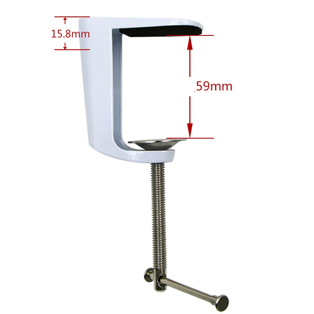 2 Pieces Metal Adjustable Arm Desk Clamp Table Lamp Clip Holder Stand White