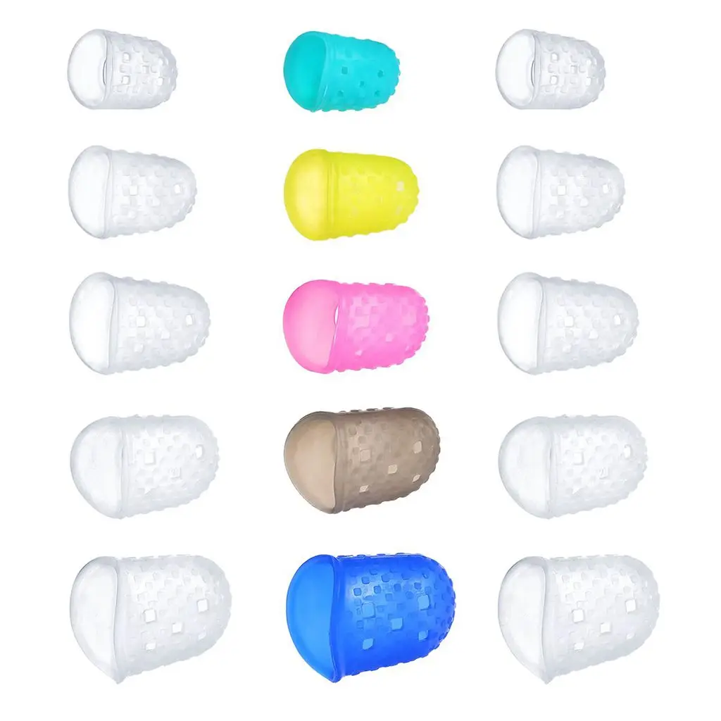 BMDT-Meideal 15 Pieces Clear and Color Silicone Guitar Fingertip Protectors in 5 Sizes(L/ M/ S/ XS/ XXS)and 10 Pieces Guitar P