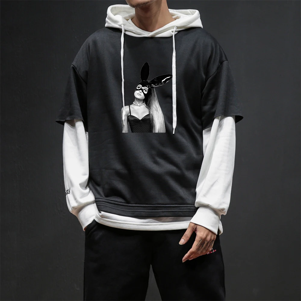 

2019 Ariana Grande Hoodies Pop Fashion Stitching color Warm Soft Women Hoodies Unisex Street style Sweatshirt Hip Hop Clothes