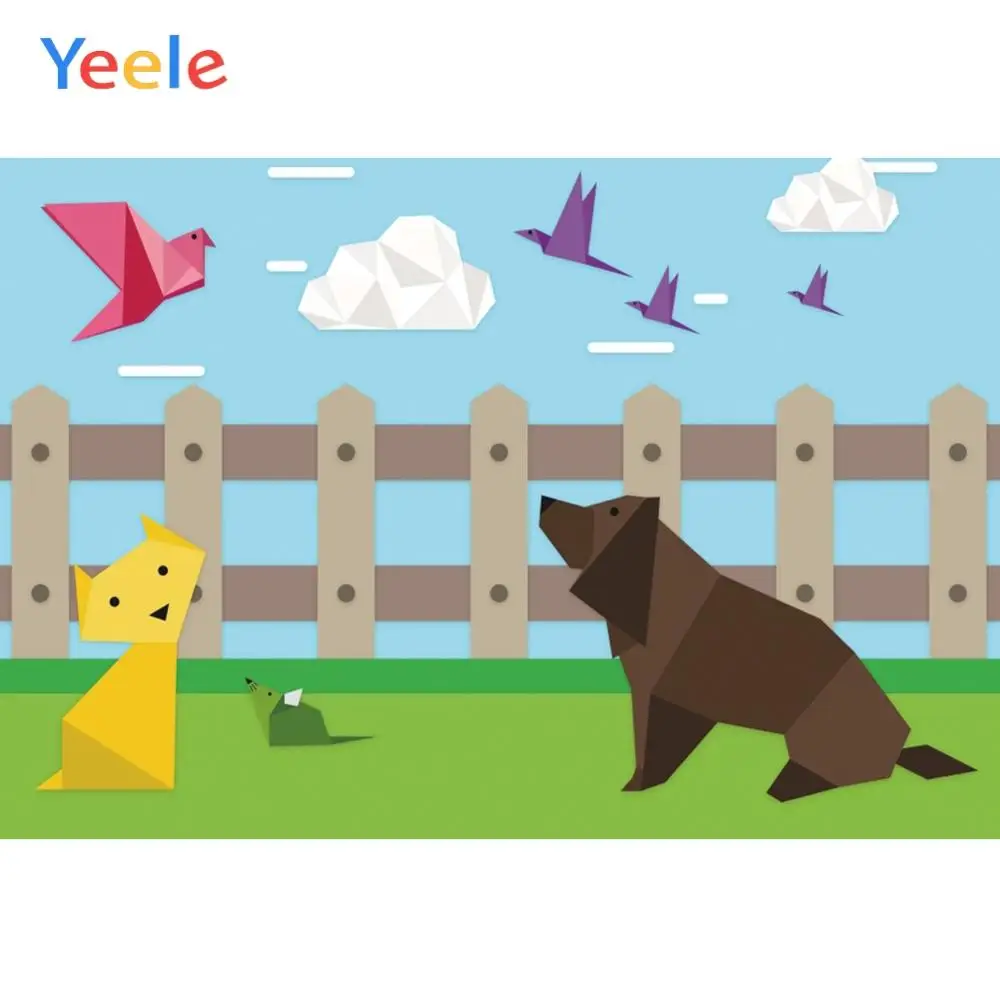 

Yeele Wallpaper Origami Farm Dog Cat Clouds Decor Photography Backdrops Personalized Photographic Backgrounds For Photo Studio