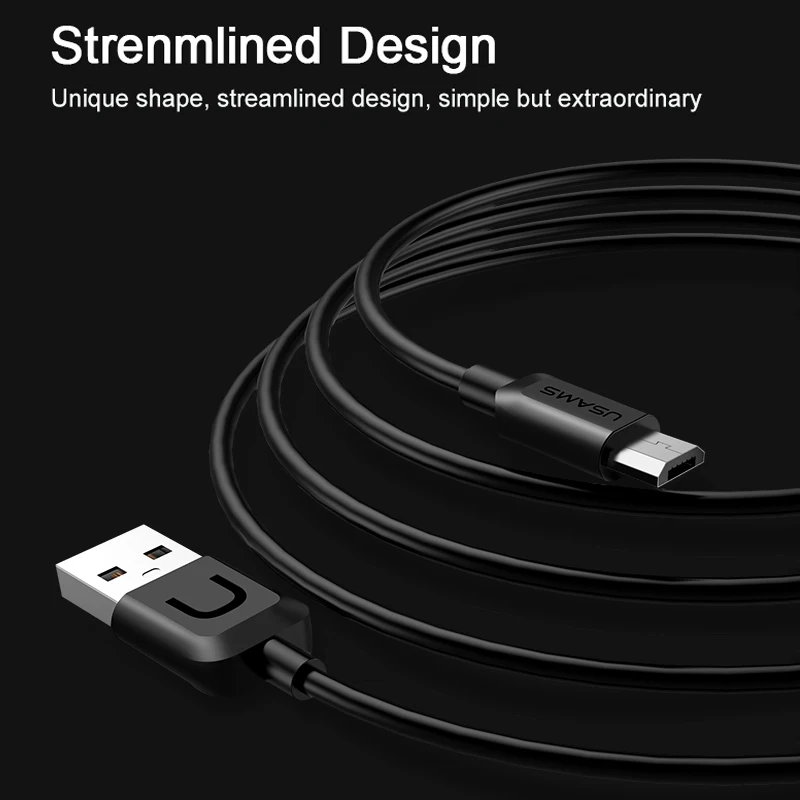 4 PCS/unids/lote Cables USAMS Micro USB cargador rápido Cable USB para Samsung MicroUSB Cable cargador rápido de sincronización de datos para Android Xiaomi