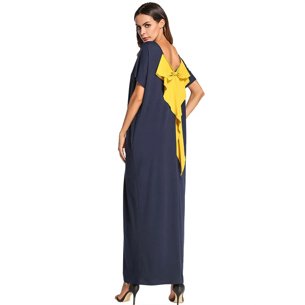 

2019 Summer Long Dress Oversized Plus Size Bow Ruffles Design Islamic Muslim Abaya Ramadan Turkish Kaftan Dubai Robe VKDR1167