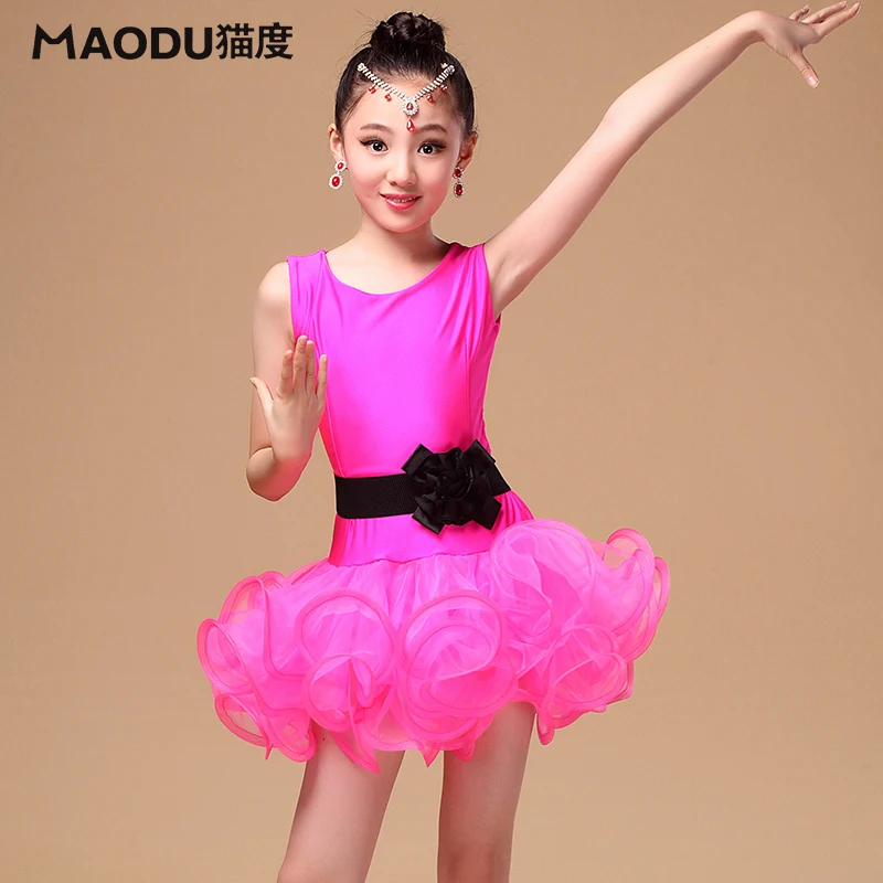 Brand New Fashion Sleeveless Slim Children Latin Dance Costumes Tuttu