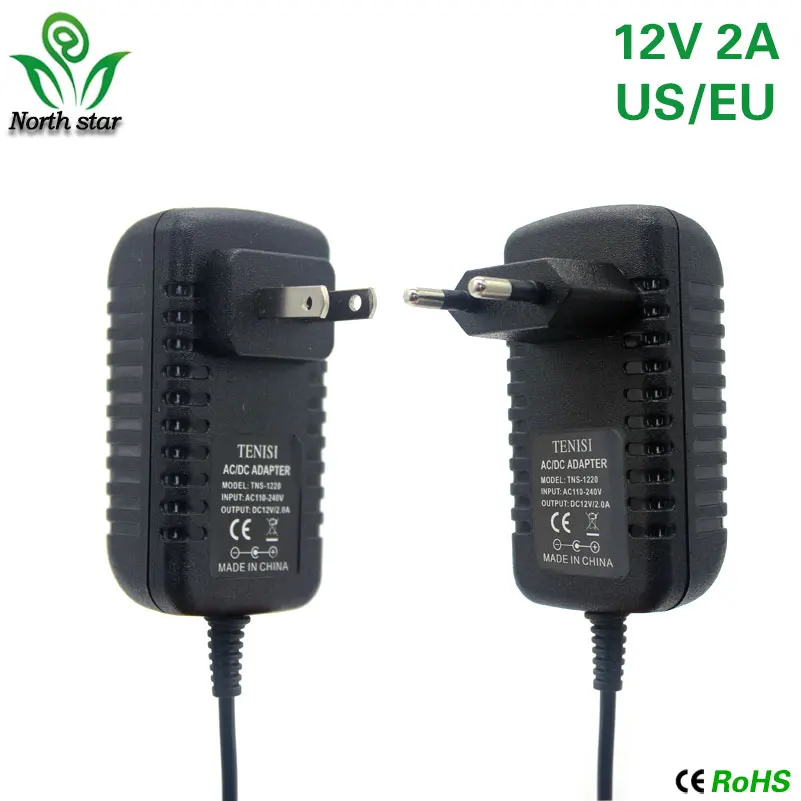 1 шт. 12V2A AC 100 V-240 адаптер конвертер DC 12V 2A 2000mA Питание ЕС Штекер 5,5 мм x 2,1-2,5 мм для Светодиодный CCTV