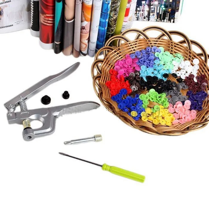 

Metal Press Pliers for plastic T3/5/8 Tools+150X T5 Snap Buttons Fasteners Press Stud for handmade Scrapbook Craft DIY Sewing Wh