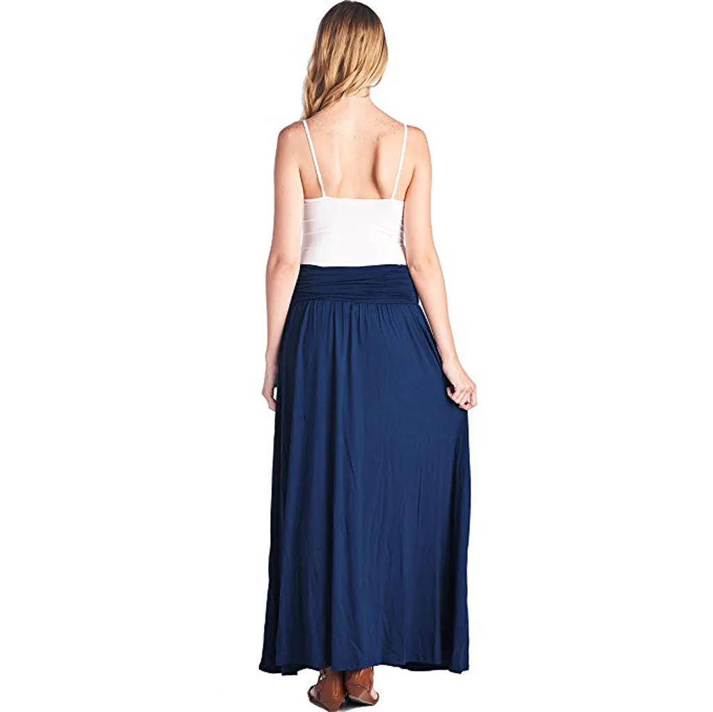 Bohemia Высокая талия Soild юбки женские миди однотонная плиссированная юбка длинные юбки женская юбка парео для пляжа макси Jun