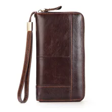 Men Business Long Wallet Casual Genuine Leather Clutch Purse Male Zipper Long Card Holder Bag Wallet cestbeau crocodile belly men wallet man clutch bag holds a bag of genuine leather multi card business wallet