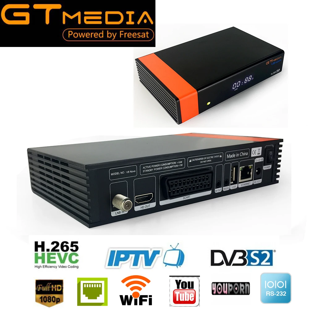 

GTMEDIA V8 NOVA 2pcs / 3pcs / 5pcs / 10PCS Satellite Receiver DVB S2 Support EPG Built-in WIFI Ethernet