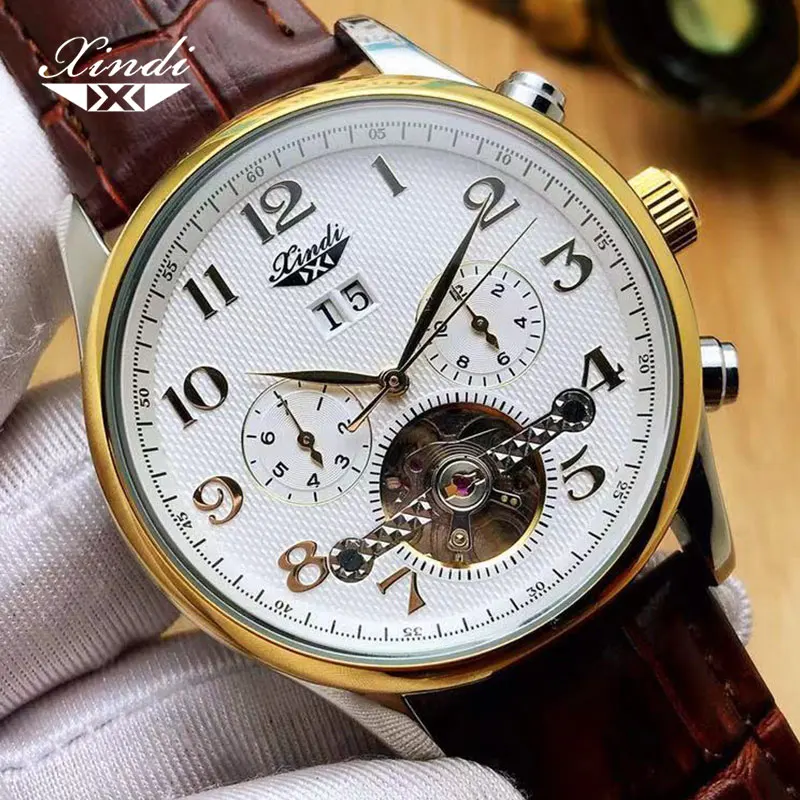 

Xindi Tourbillon Men Watches Luxury Top Brand Automatic Mechanical Skeleton Wrist Watches Fashion Leather Strap Watch Hot Sale
