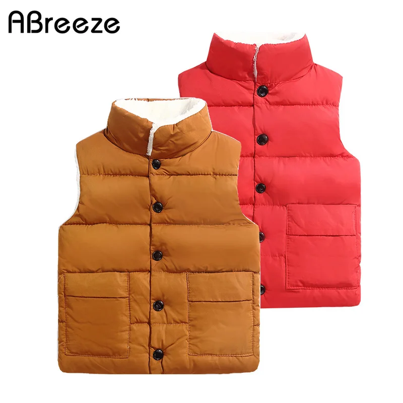 New autumn winter children top clothes color black red warm vest coats for boys& girls casual mandarin baby waistcoats