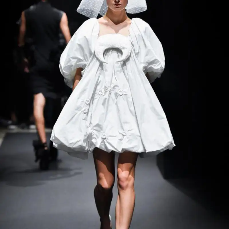 

Z-ZOUX Women Dress White Dress Cotton Square Collar Half Puff Sleeve Loose Oversized Summer Dresses Black 2019 Fashion New