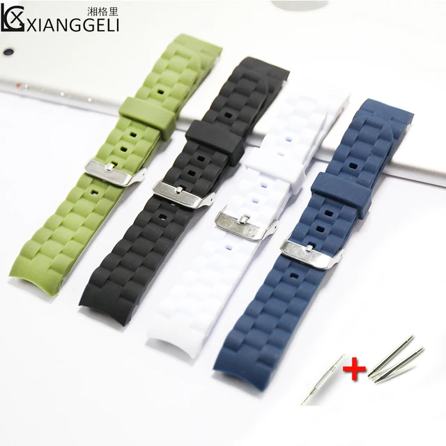 US $3.99 Watch Accessories 20mm Silicone Watch with Curved Interface Pin Buckle For Men  Women Children Cas