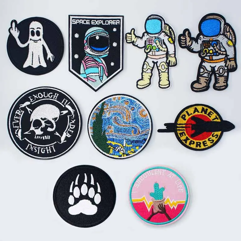 

Wolf Girl Scenery View Iron On Patches Sewing Embroidered Applique for Jacket Clothes Stickers Badge DIY Apparel Accessories