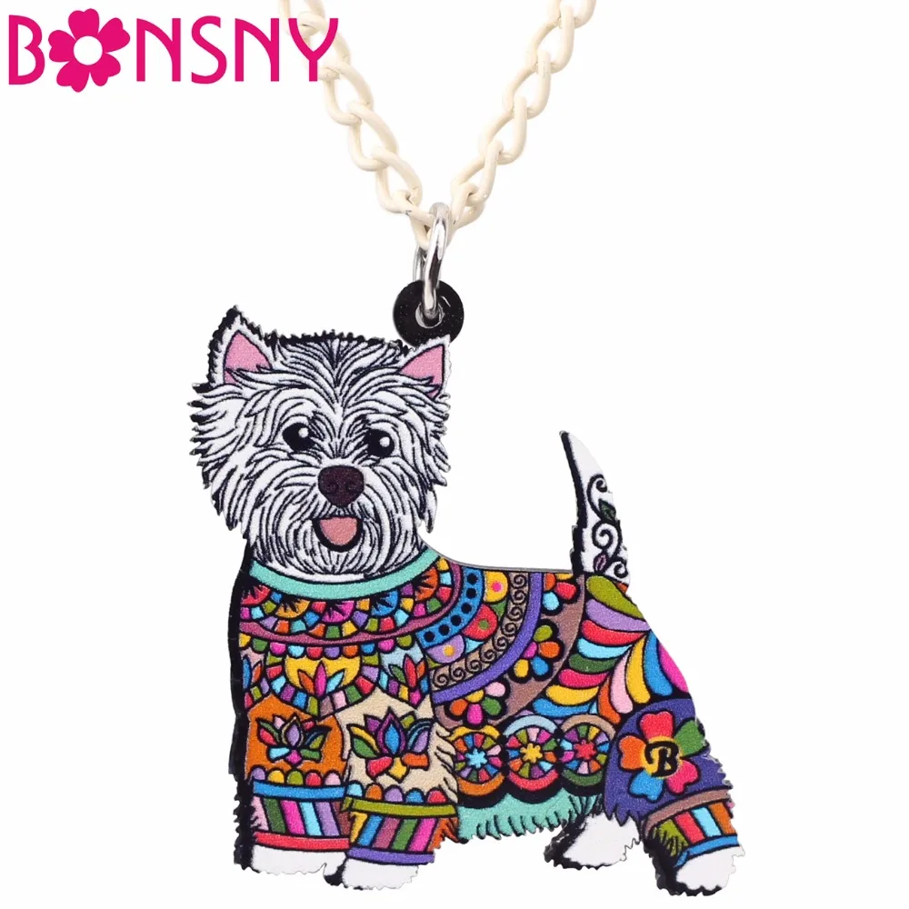 Ожерелье Bonsny West Highland White Terrier подвеска в виде собаки ошейник животного модные