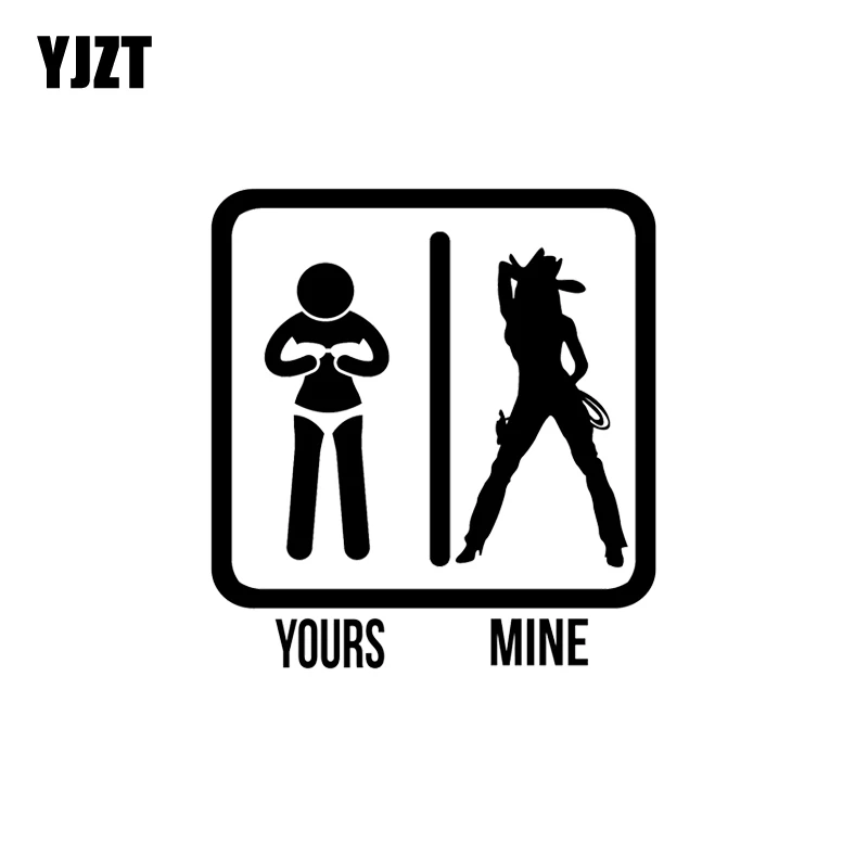 YJZT 10.1*10.9CM Sexy Hot Women Girl Adult Pinup Yours Mine Vinyl Car Sticker Decals Popular Motocycle Black Silver C20-0013
