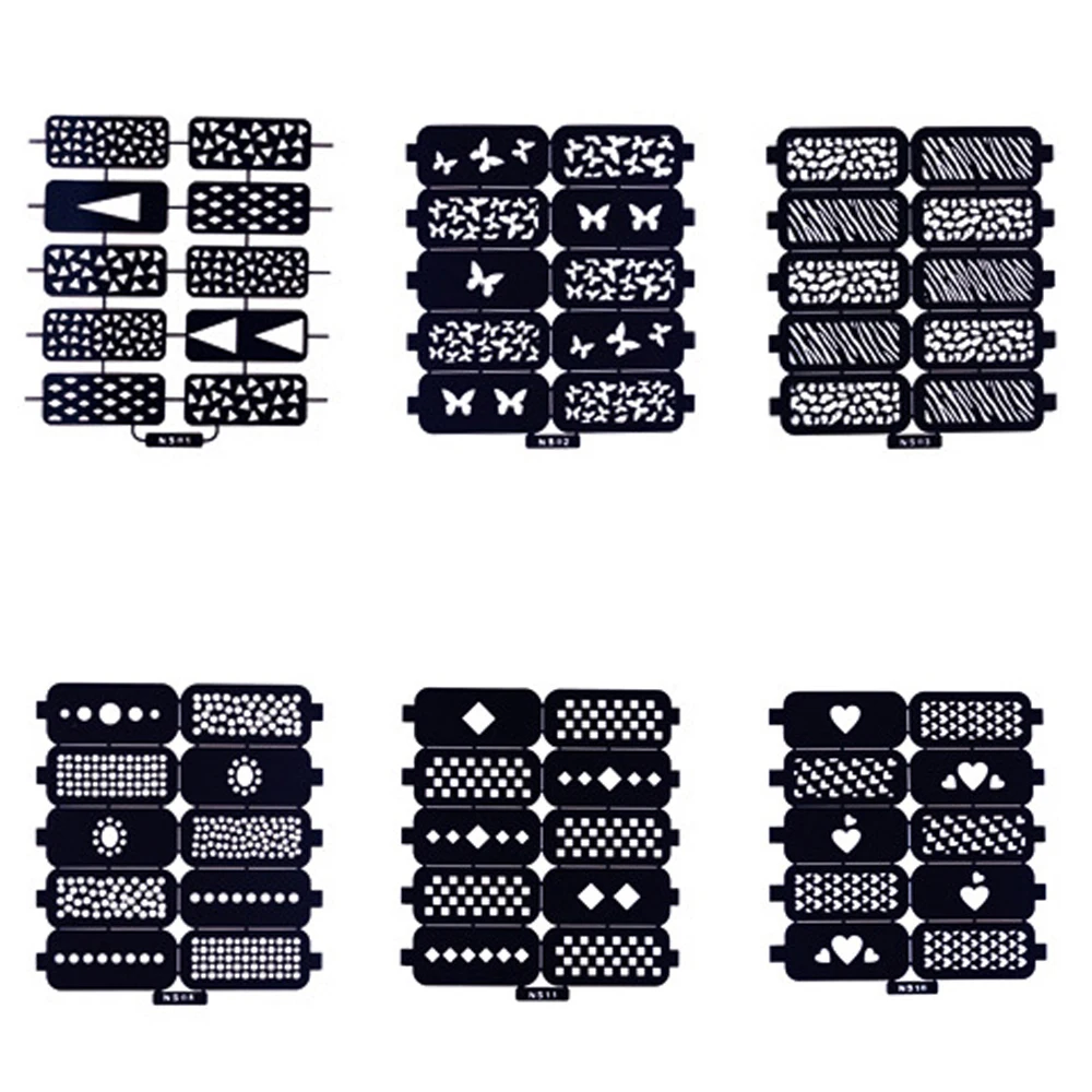 10 шт./компл. Аэрограф ногтей Трафареты для воздуха Пистолет Краски женский Красота Make up временная татуировка Шаблоны Аэрограф ногтей косметика