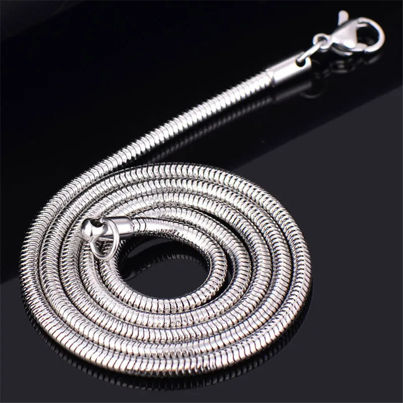 New arrival Stainless steel 3MM snake chain necklace Fashion men's jewelry Length 20-28inches Christmas gifts drop shipping