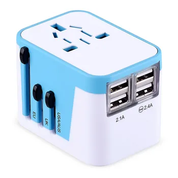 

TTKK Power Plug Adapter International Travel - WITH 4 USB Ports work - 100-250V Adapter-Type C Type A Type G Type I for U