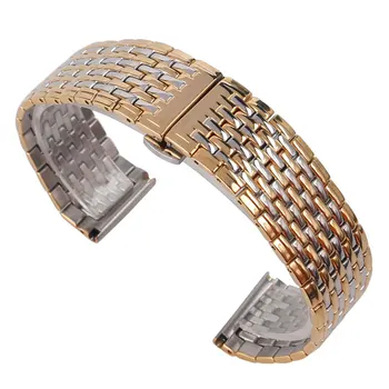 

Classic Yellow Gold&Silver Solid Link Adjustable 2 Spring Bars Watchband Stainless Steel 20m/22mm Watch Band Strap for Longines